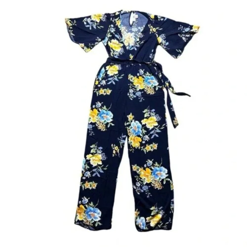 Band of Gypsies flowing floral wide legged jumpsuit. Size S